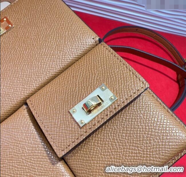 Pretty Style Hermes Kelly Multipocket To Go Pouch with Gold-Tone Hardware 18020 Brown 2025