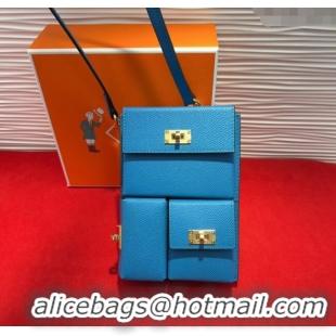 Cheap Price Hermes Kelly Multipocket To Go Pouch with Gold-Tone Hardware 18020 Blue 2025