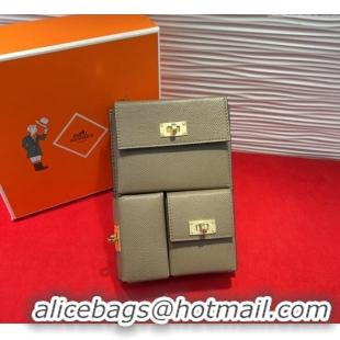 Free Shipping Hermes Kelly Multipocket To Go Pouch with Gold-Tone Hardware 18020 Grey 2025