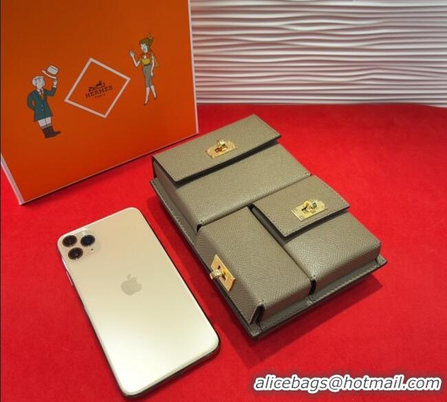 Free Shipping Hermes Kelly Multipocket To Go Pouch with Gold-Tone Hardware 18020 Grey 2025