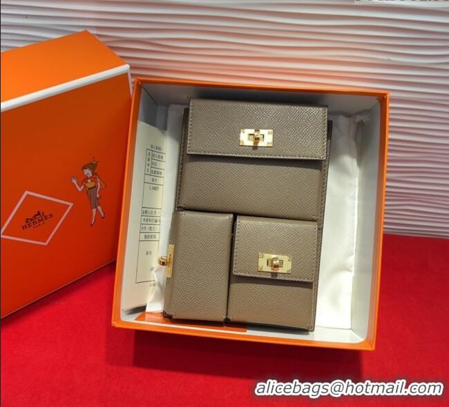 Free Shipping Hermes Kelly Multipocket To Go Pouch with Gold-Tone Hardware 18020 Grey 2025