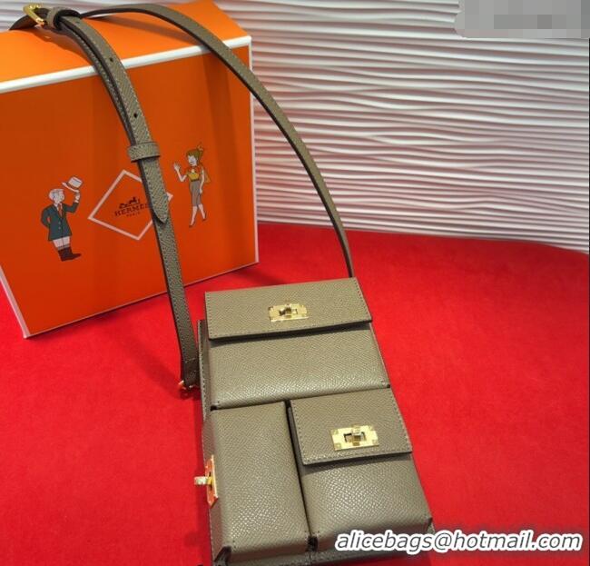 Free Shipping Hermes Kelly Multipocket To Go Pouch with Gold-Tone Hardware 18020 Grey 2025