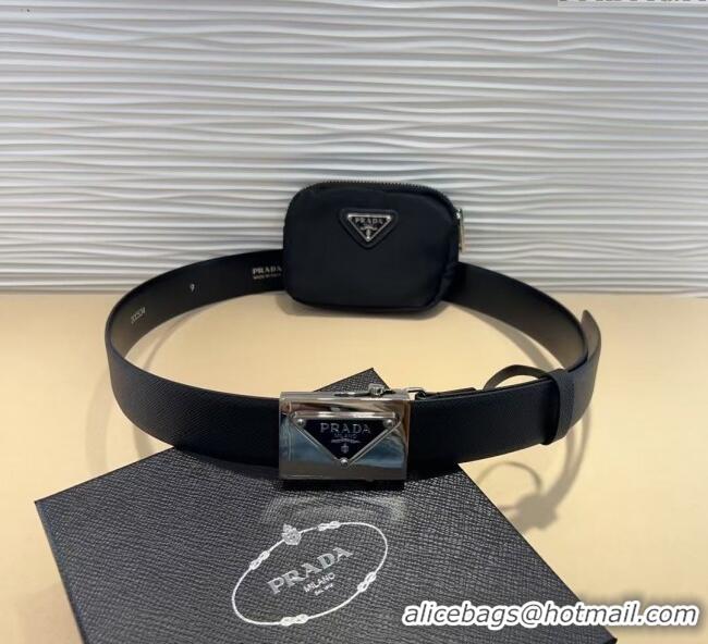 Shop Duplicate Prada Nylon Pouch Belt 0618 Black 2025