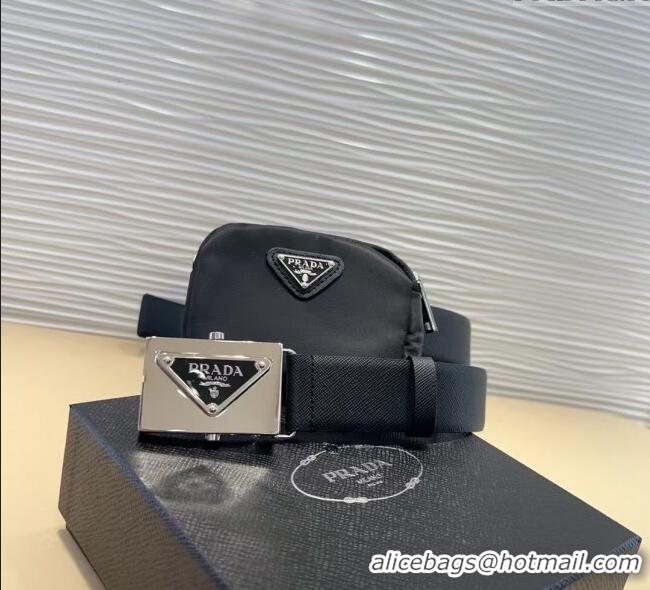 Shop Duplicate Prada Nylon Pouch Belt 0618 Black 2025