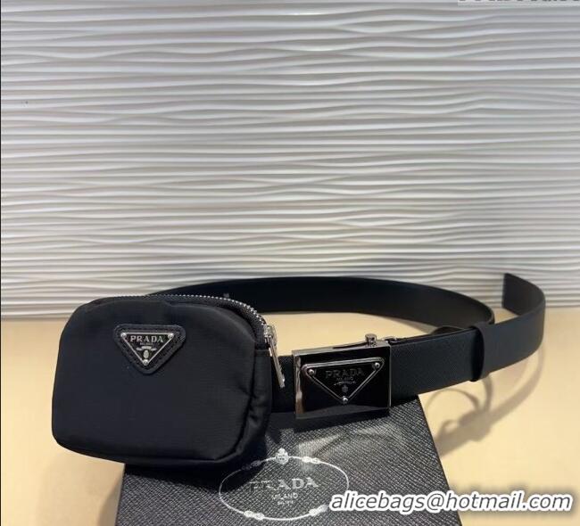 Shop Duplicate Prada Nylon Pouch Belt 0618 Black 2025
