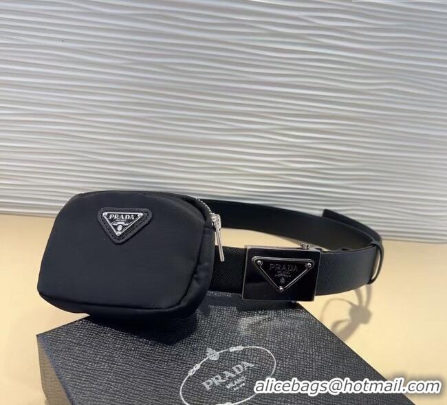 Shop Duplicate Prada Nylon Pouch Belt 0618 Black 2025
