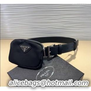 Unique Discount Prada Nylon Pouch Belt 0618 Black 2025