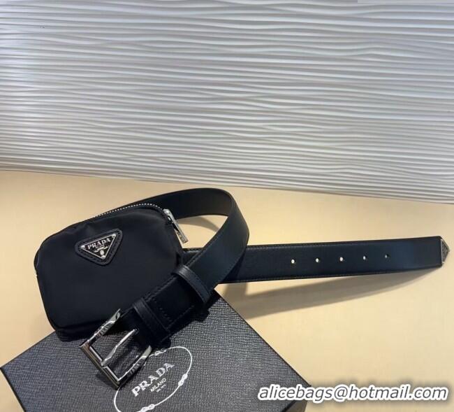 Unique Discount Prada Nylon Pouch Belt 0618 Black 2025