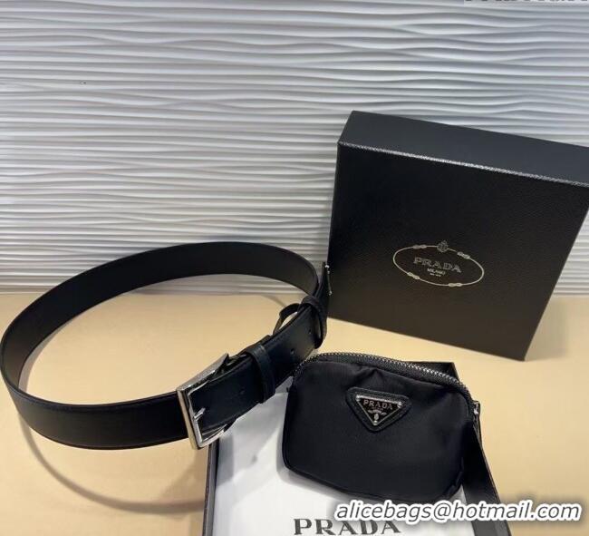Unique Discount Prada Nylon Pouch Belt 0618 Black 2025
