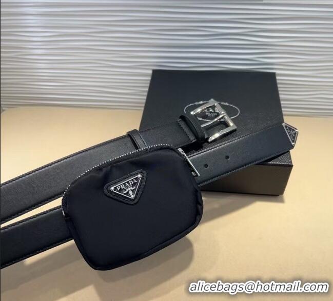 Unique Discount Prada Nylon Pouch Belt 0618 Black 2025