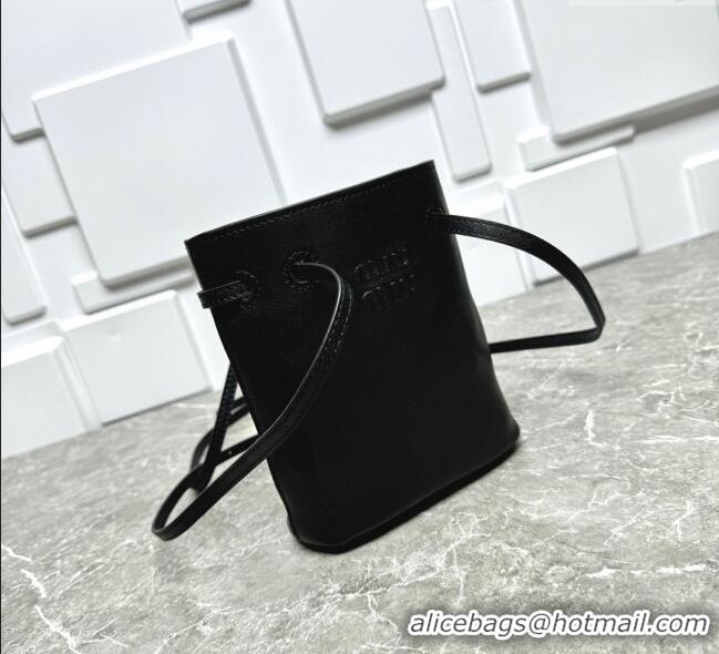 Promotional Miu Miu Nappa leather bucket mini-bag 5NF460 Black 2025