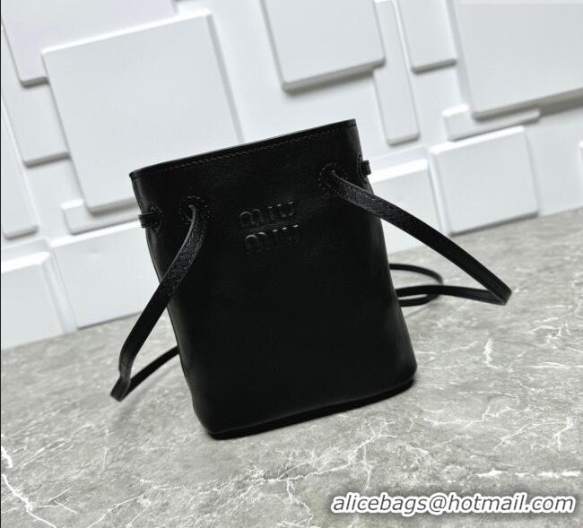 Promotional Miu Miu Nappa leather bucket mini-bag 5NF460 Black 2025