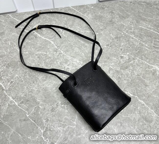 Promotional Miu Miu Nappa leather bucket mini-bag 5NF460 Black 2025