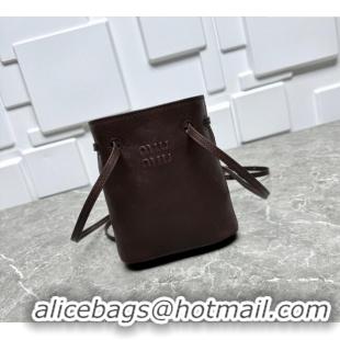 Good Taste Miu Miu Nappa leather bucket mini-bag Briarwood 5NF460 Brown 2025