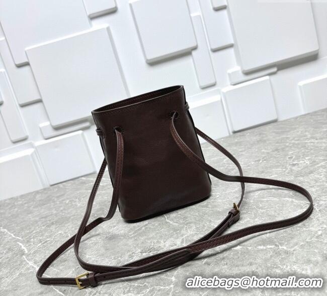 Good Taste Miu Miu Nappa leather bucket mini-bag Briarwood 5NF460 Brown 2025