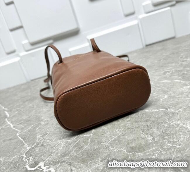 Luxury Discount Miu Miu Nappa leather bucket mini-bag 5NF460 Oak Brown 2025