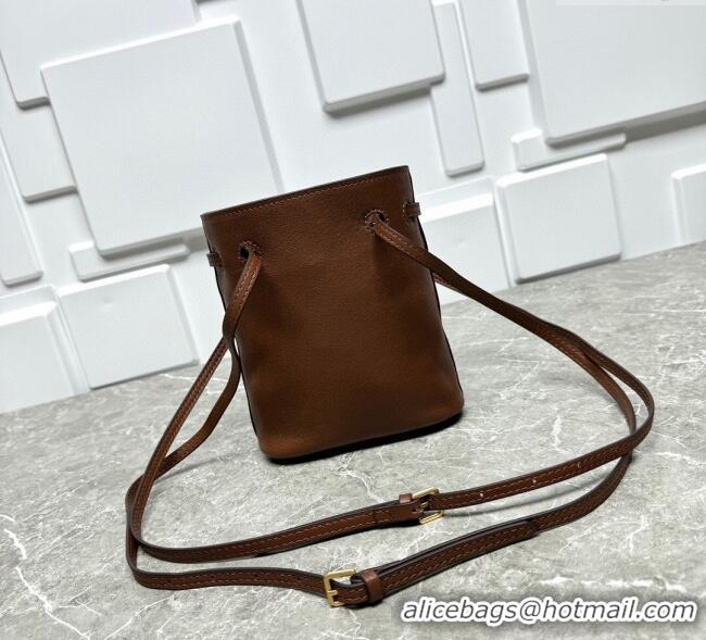 Luxury Discount Miu Miu Nappa leather bucket mini-bag 5NF460 Oak Brown 2025