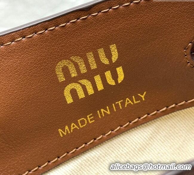Luxury Discount Miu Miu Nappa leather bucket mini-bag 5NF460 Oak Brown 2025