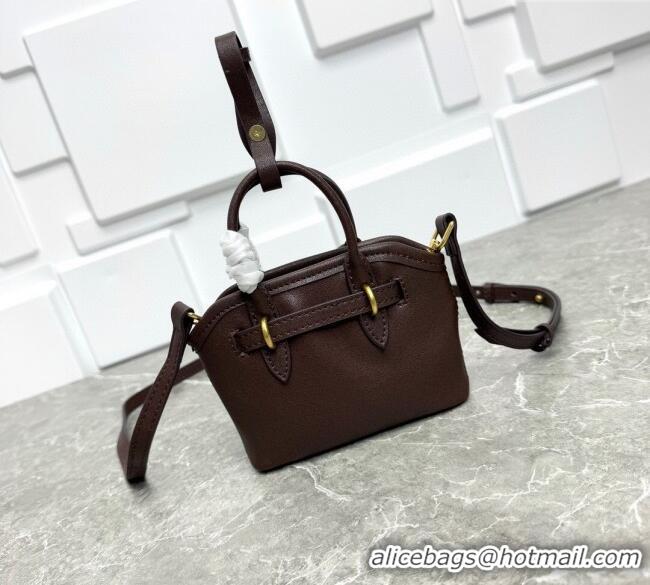 Low Cost Miu Miu Leather trick Micro bag Briarwood 5NR037 Brown 2025