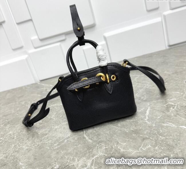 Buy New Cheap Miu Miu Leather trick Micro bag 5NR037 Black 2025