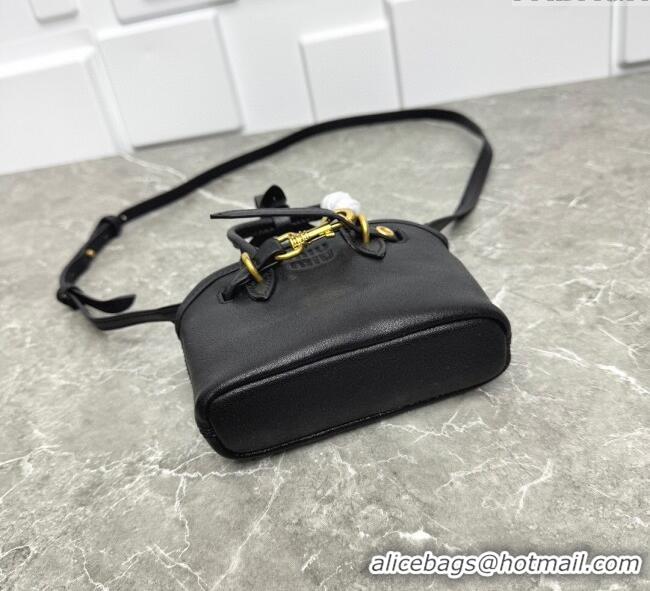 Buy New Cheap Miu Miu Leather trick Micro bag 5NR037 Black 2025