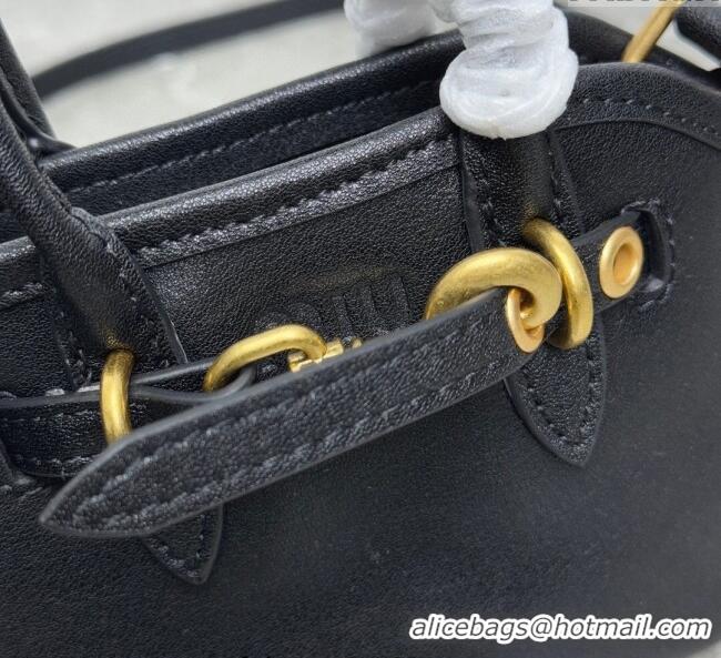 Buy New Cheap Miu Miu Leather trick Micro bag 5NR037 Black 2025