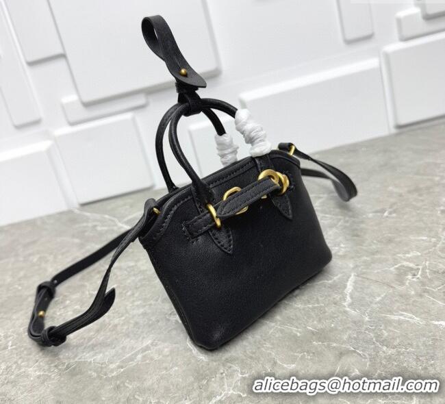 Buy New Cheap Miu Miu Leather trick Micro bag 5NR037 Black 2025