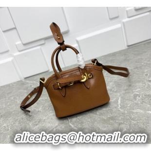 Well Crafted Miu Miu Leather trick Micro bag 5NR037 Oak Brown 2025