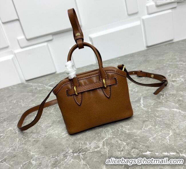 Well Crafted Miu Miu Leather trick Micro bag 5NR037 Oak Brown 2025