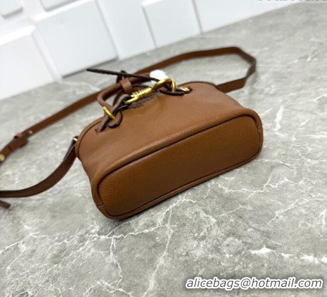 Well Crafted Miu Miu Leather trick Micro bag 5NR037 Oak Brown 2025