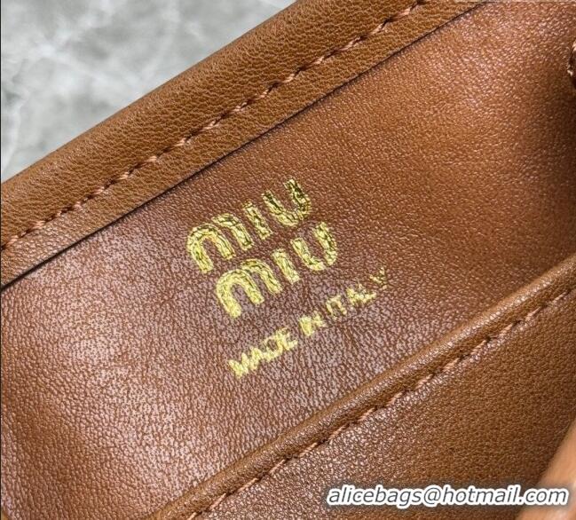 Well Crafted Miu Miu Leather trick Micro bag 5NR037 Oak Brown 2025