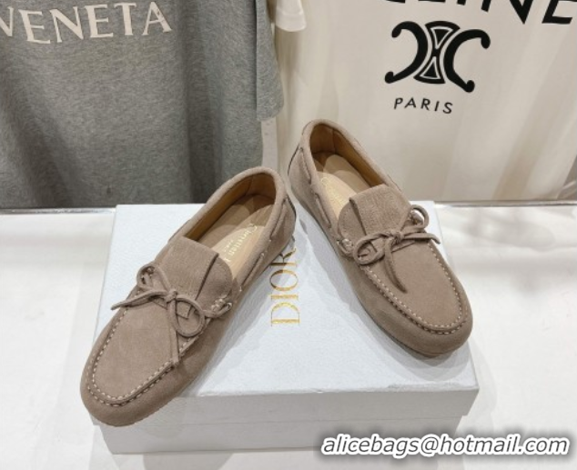 Luxurious Dior Miss Dior Street Loafers in Suede Grey 0425124