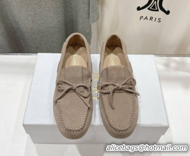 Luxurious Dior Miss Dior Street Loafers in Suede Grey 0425124