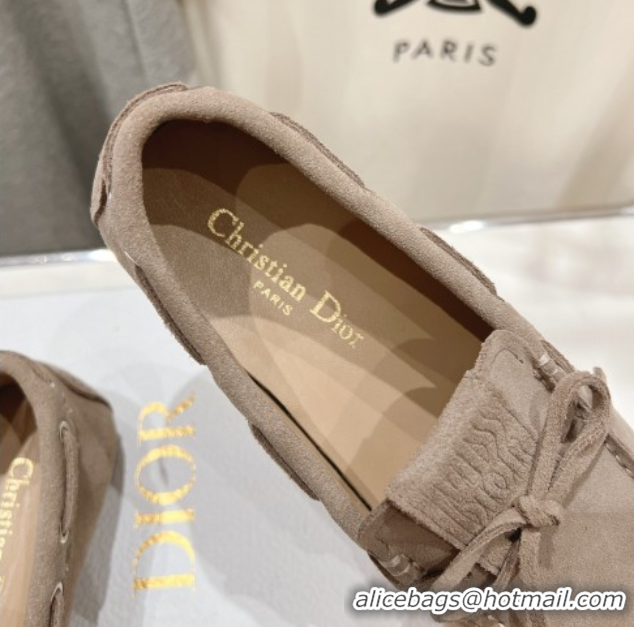 Luxurious Dior Miss Dior Street Loafers in Suede Grey 0425124