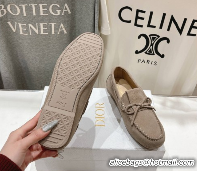 Luxurious Dior Miss Dior Street Loafers in Suede Grey 0425124
