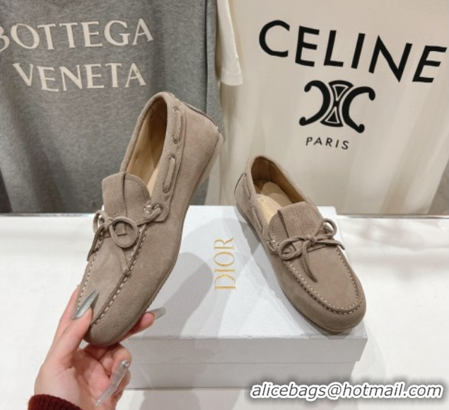 Luxurious Dior Miss Dior Street Loafers in Suede Grey 0425124