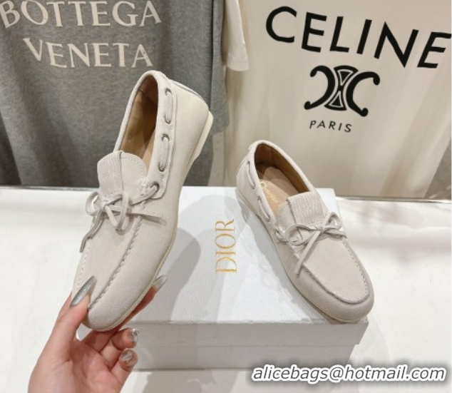 Best Grade Dior Miss Dior Street Loafers in Suede White 0425126