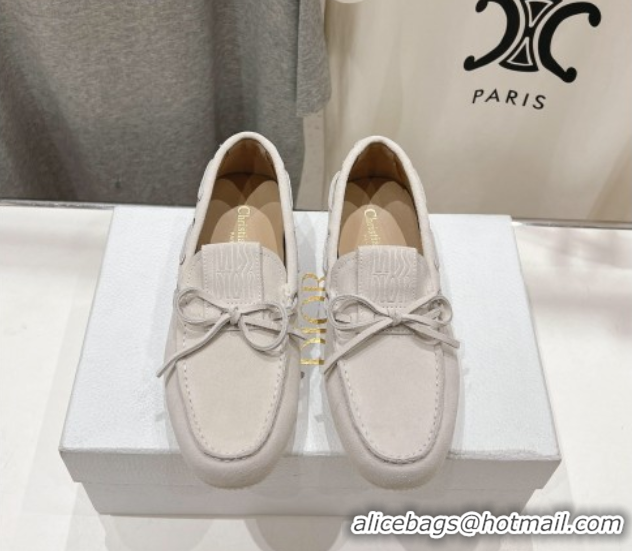 Best Grade Dior Miss Dior Street Loafers in Suede White 0425126