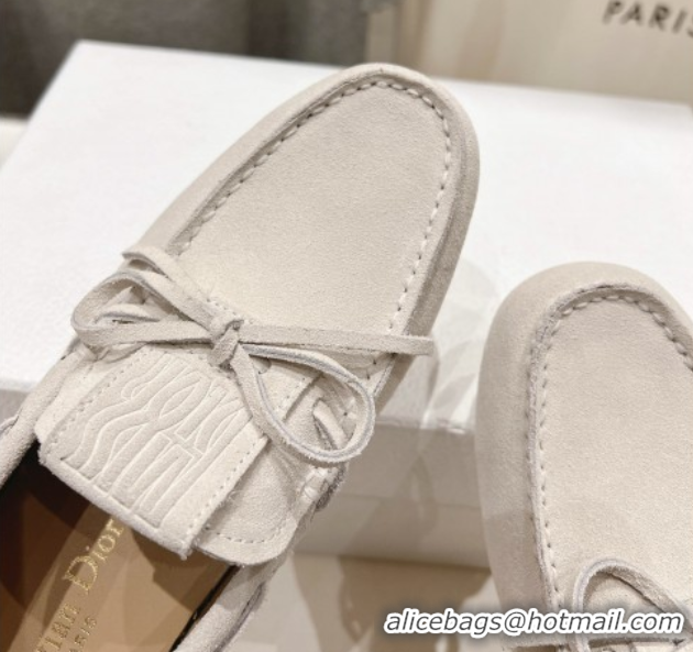 Best Grade Dior Miss Dior Street Loafers in Suede White 0425126