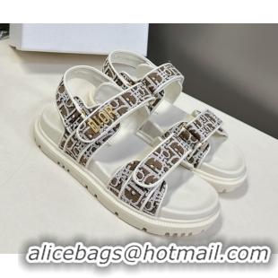 Top Grade Dior Dioract Sandal in Brown Jacquard with Dior Oblique 5051502