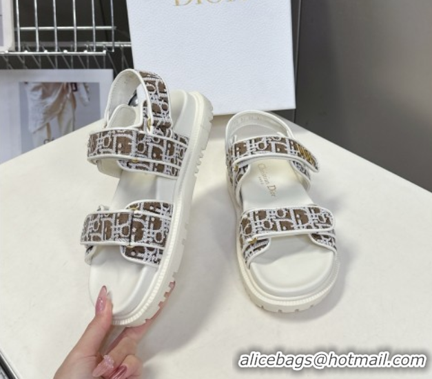 Top Grade Dior Dioract Sandal in Brown Jacquard with Dior Oblique 5051502