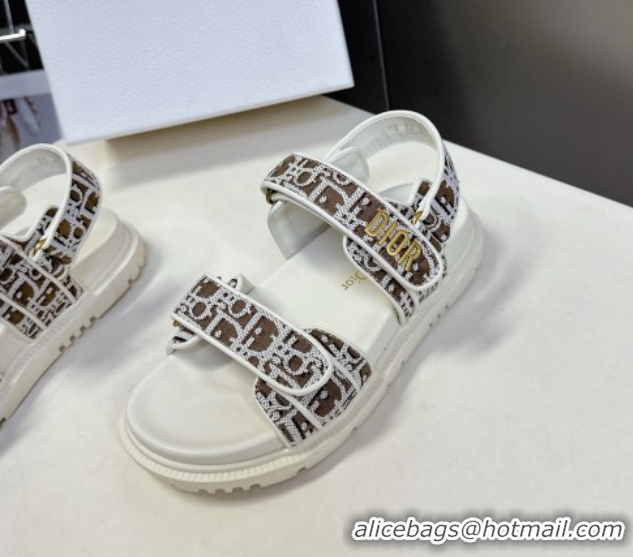 Top Grade Dior Dioract Sandal in Brown Jacquard with Dior Oblique 5051502