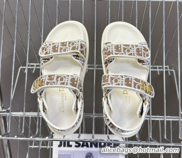 Top Grade Dior Dioract Sandal in Brown Jacquard with Dior Oblique 5051502