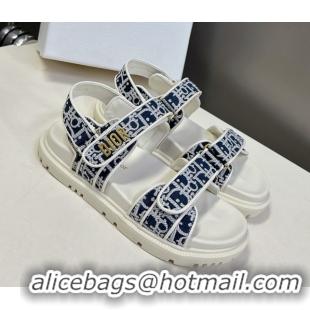 Pretty Style Dior Dioract Sandal in Deep Blue Jacquard with Dior Oblique 5051503