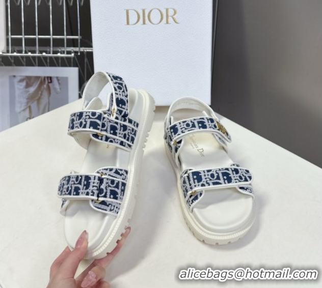 Pretty Style Dior Dioract Sandal in Deep Blue Jacquard with Dior Oblique 5051503