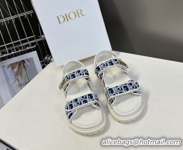 Pretty Style Dior Dioract Sandal in Deep Blue Jacquard with Dior Oblique 5051503