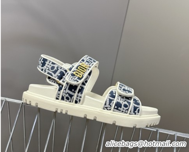 Pretty Style Dior Dioract Sandal in Deep Blue Jacquard with Dior Oblique 5051503