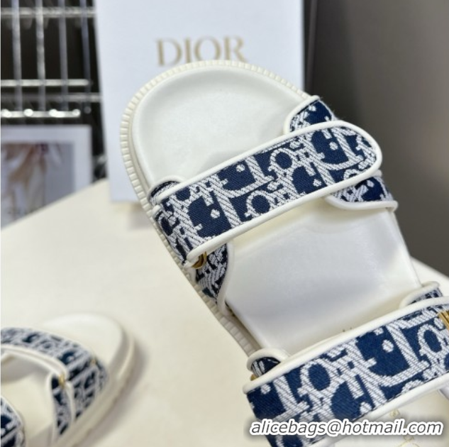 Pretty Style Dior Dioract Sandal in Deep Blue Jacquard with Dior Oblique 5051503