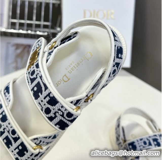 Pretty Style Dior Dioract Sandal in Deep Blue Jacquard with Dior Oblique 5051503