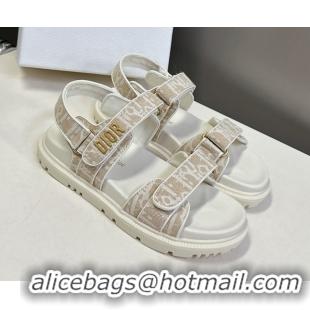 Classic Hot Dior Dioract Sandal in Beige Jacquard with Dior Oblique 5051504